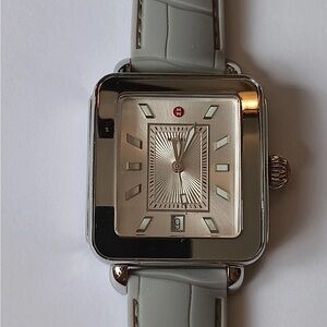 Michele Silver Watch with Gray Band